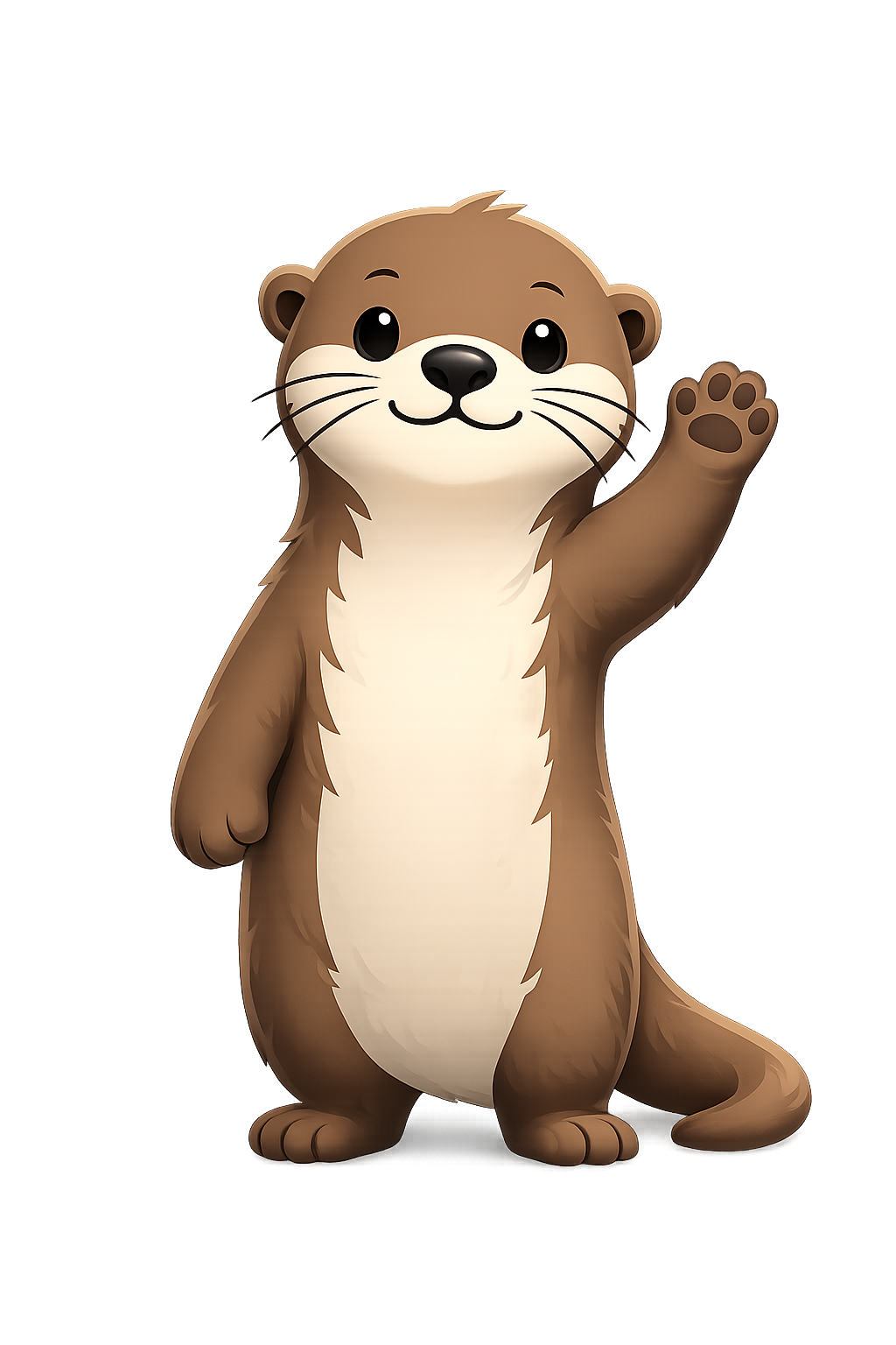A smiling cartoon otter waving.